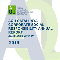 Cover of the AQU Catalunya Corporate social responsibility annual report 2019